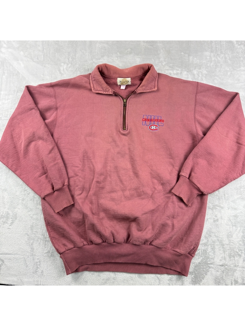 Vintage Montreal Canadiens Men’s L Canada Made Quarter Zip Sweatshirt NHL Hockey